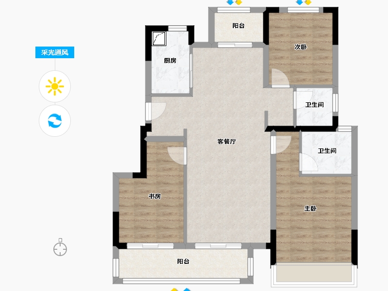 四川省-成都市-绿城·桂语麓境-103.89-户型库-采光通风