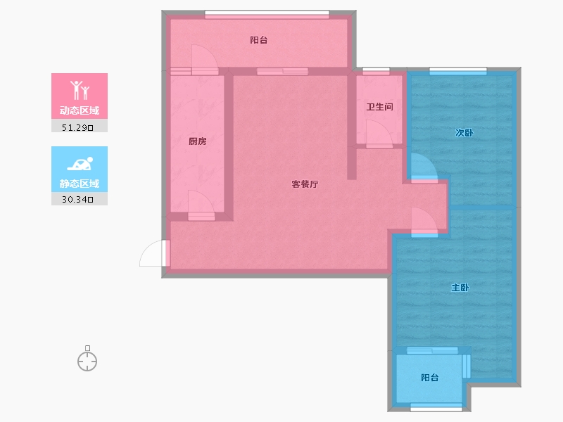 陕西省-西安市-高科绿水东城-73.00-户型库-动静分区