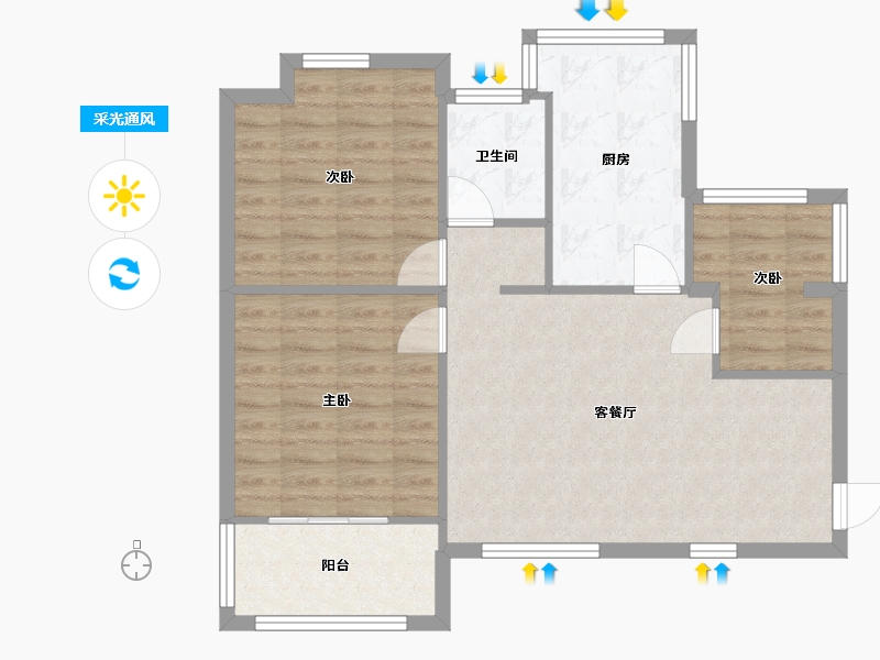 湖北省-武汉市-南湖名都B-78.00-户型库-采光通风