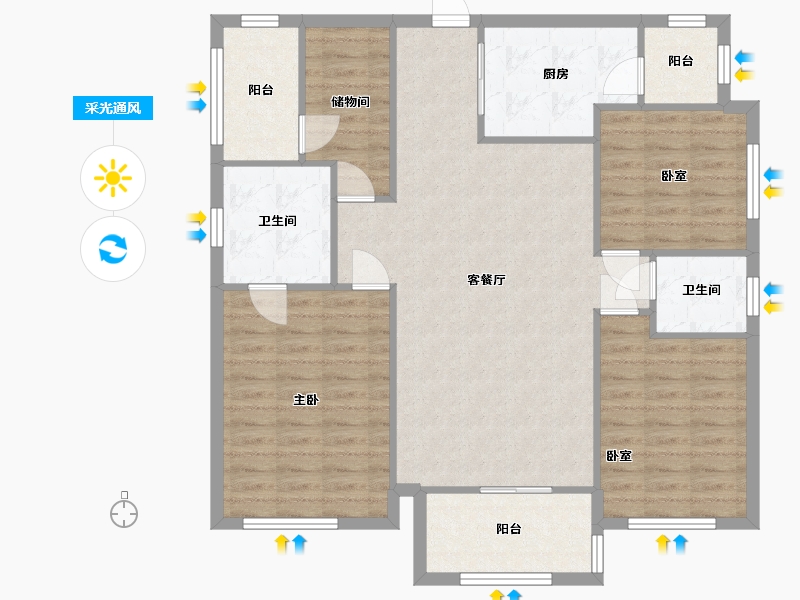 四川省-成都市-保利大都汇君汇-120.00-户型库-采光通风