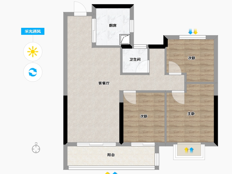 湖北省-武汉市-万科-73.00-户型库-采光通风