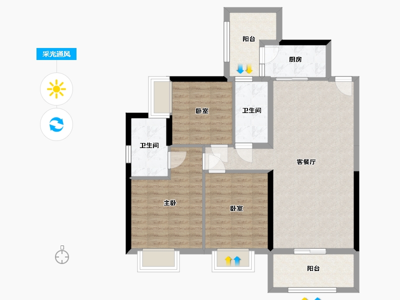 湖南省-衡阳市-银泰城-92.00-户型库-采光通风