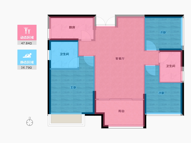 湖南省-常德市-学府春天-76.40-户型库-动静分区