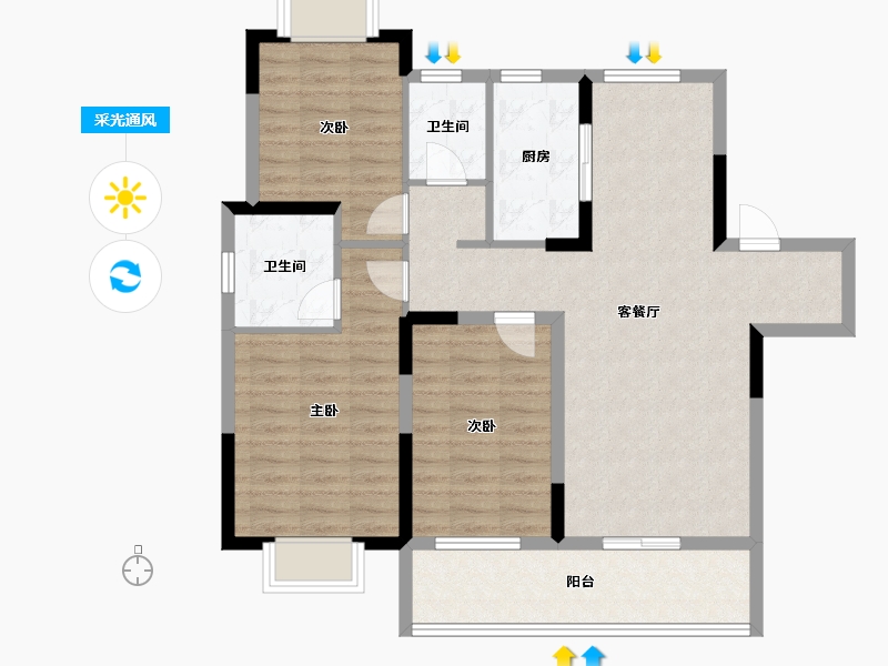 江西省-鹰潭市-华章·学府香颂-94.40-户型库-采光通风