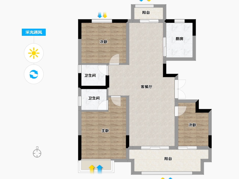 河南省-周口市-希尔顿·逸林府二期-93.40-户型库-采光通风