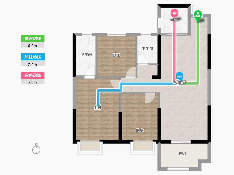 湖北省-黄石市-中乾融·龙台-90.94-户型库-动静线