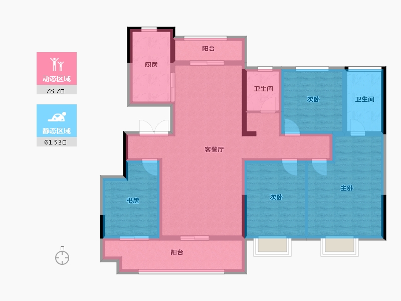 安徽省-芜湖市-徽鸿·南湖印-124.80-户型库-动静分区