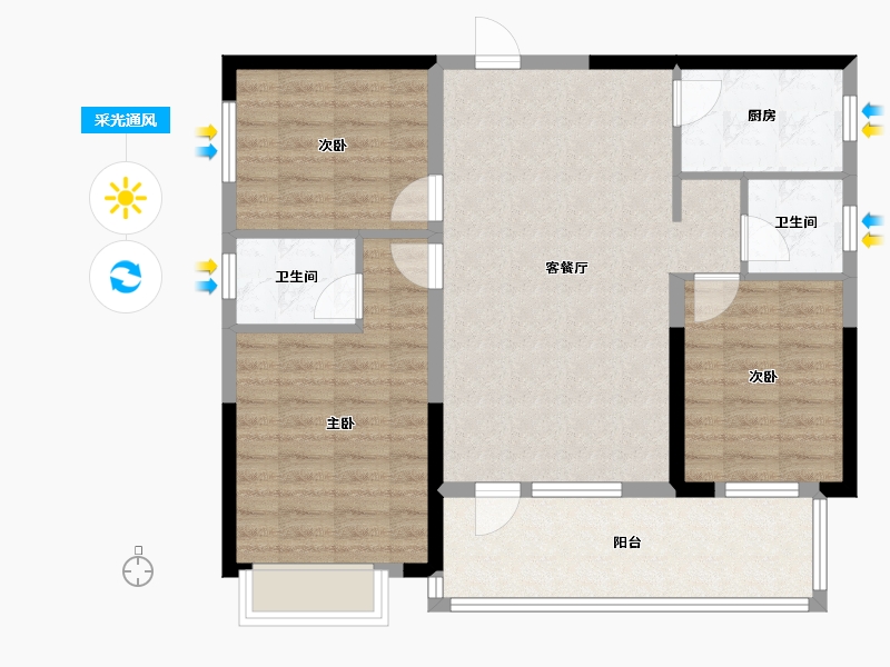 湖南省-衡阳市-沐林当代郡-109.00-户型库-采光通风