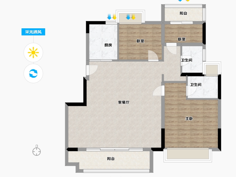 江苏省-苏州市-玖珑台-100.00-户型库-采光通风