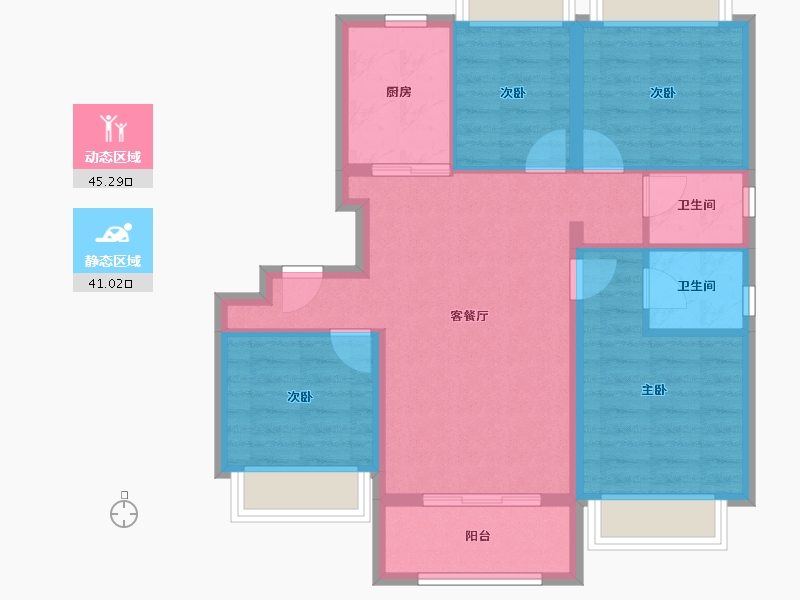 上海-上海市-大华朗香瑧园-76.85-户型库-动静分区