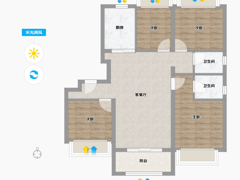 上海-上海市-大华朗香瑧园-76.85-户型库-采光通风