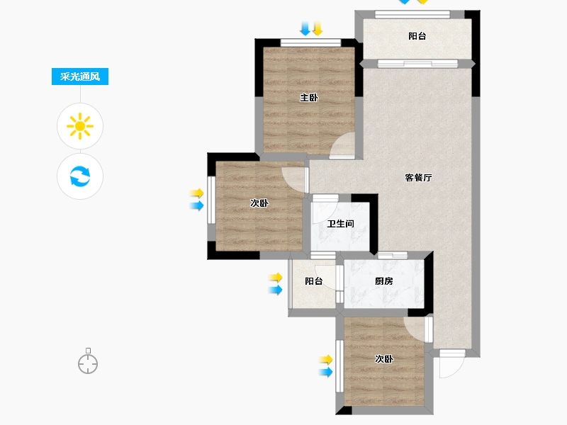 四川省-乐山市-阳光·研溪华府-61.16-户型库-采光通风