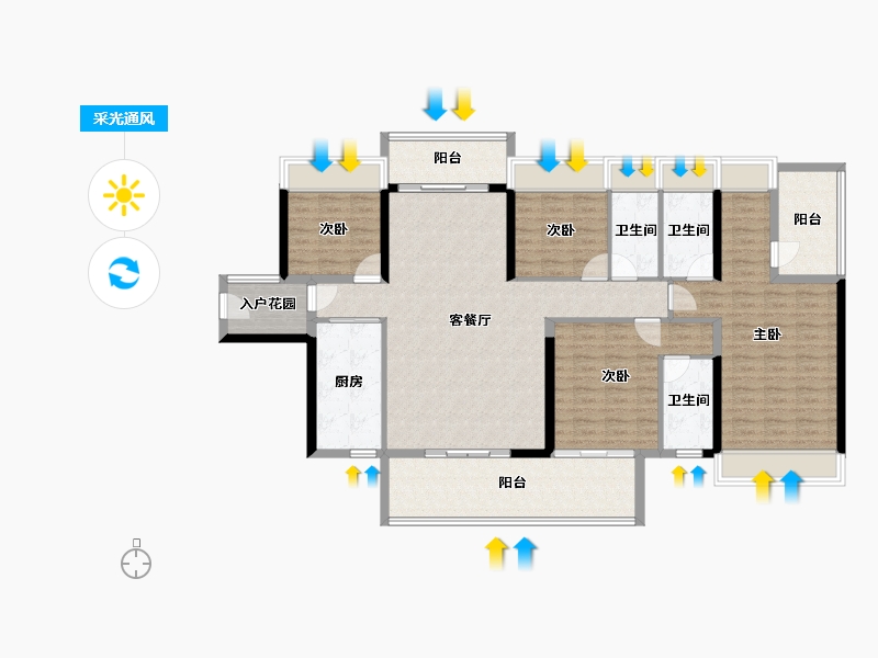 广东省-云浮市-筠城南山春天-142.16-户型库-采光通风