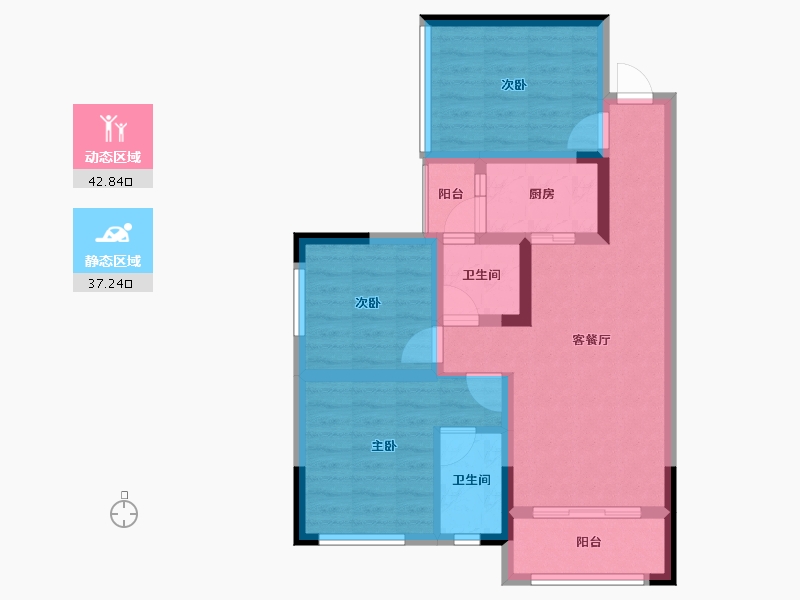 四川省-乐山市-阳光·研溪华府-69.97-户型库-动静分区