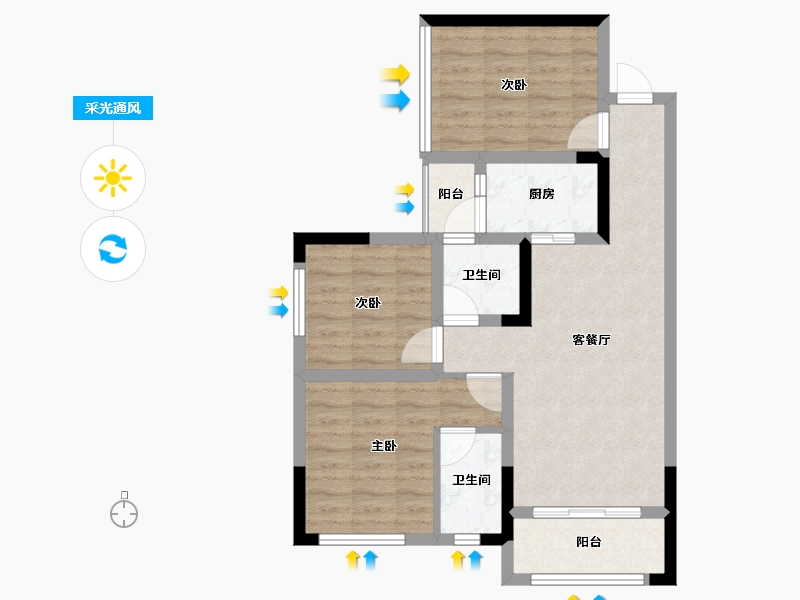 四川省-乐山市-阳光·研溪华府-69.97-户型库-采光通风