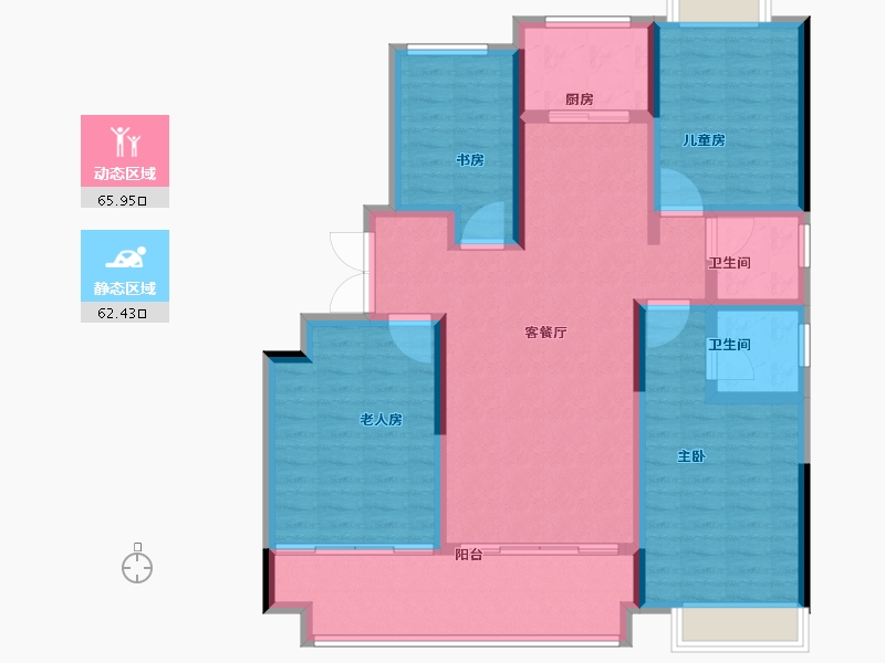 安徽省-蚌埠市-荣盛华府二区玖珑院-115.21-户型库-动静分区