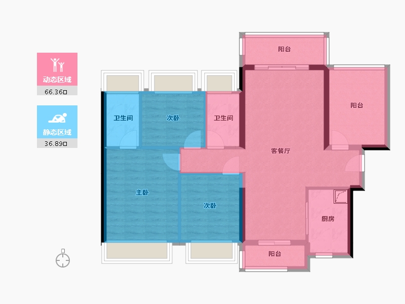 广东省-中山市-龙光·玖誉府-92.25-户型库-动静分区