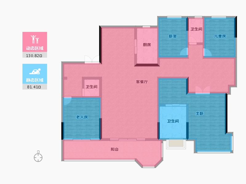 安徽省-蚌埠市-荣盛华府二区玖珑院-192.00-户型库-动静分区