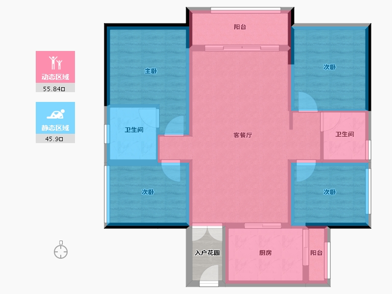 四川省-资阳市-博邦紫韵东城-93.62-户型库-动静分区