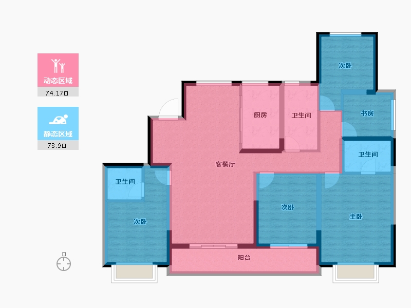 江西省-上饶市-蓝城·明月江南-132.86-户型库-动静分区