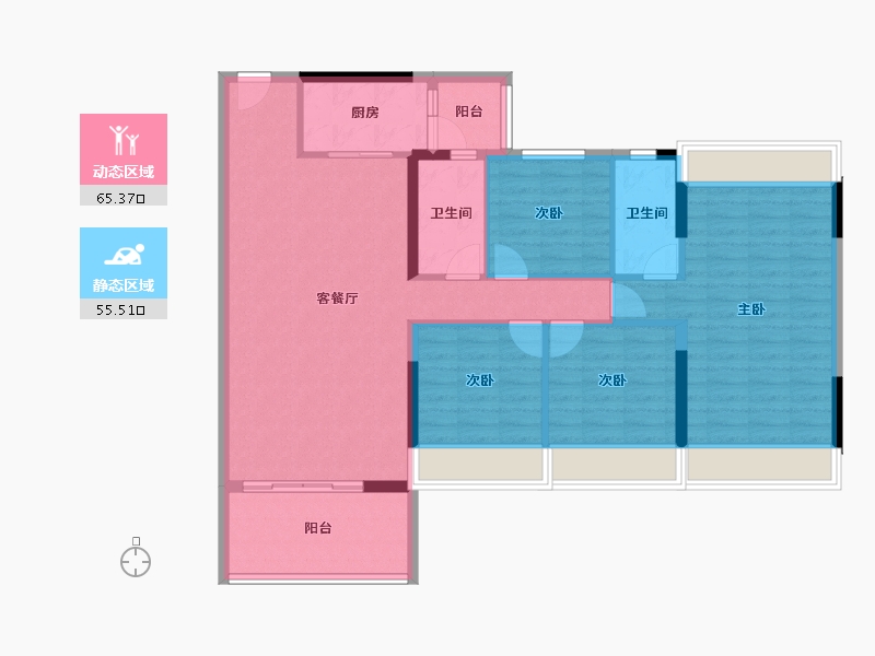 广东省-云浮市-筠城南山春天-109.14-户型库-动静分区