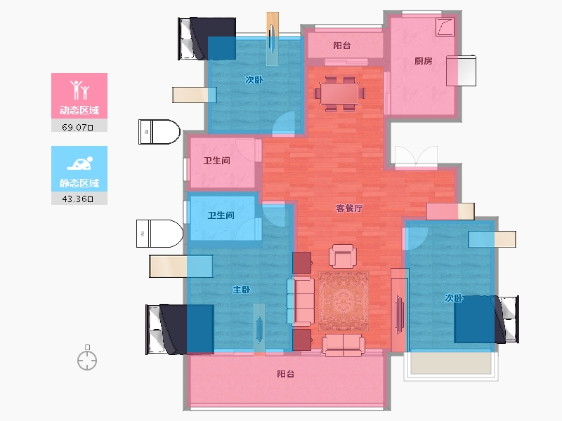 安徽省-阜阳市-太和绿城明月江南-99.90-户型库-动静分区