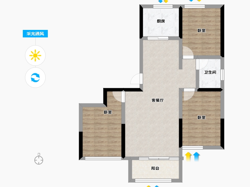 河北省-张家口市-天保铂悦湾-77.13-户型库-采光通风