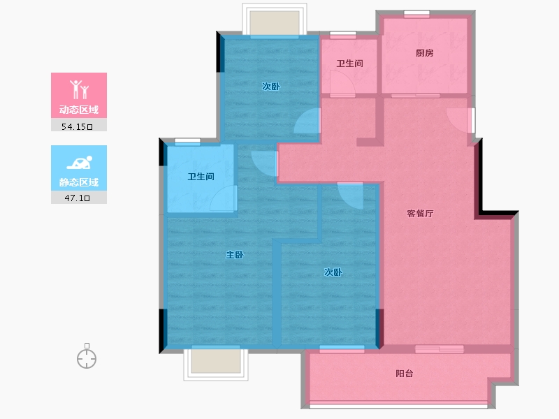 江西省-鹰潭市-华章·学府香颂-90.40-户型库-动静分区