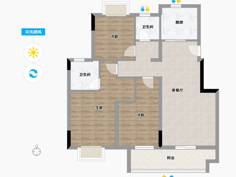 江西省-鹰潭市-华章·学府香颂-90.40-户型库-采光通风