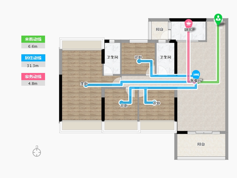 广东省-云浮市-筠城南山春天-109.40-户型库-动静线