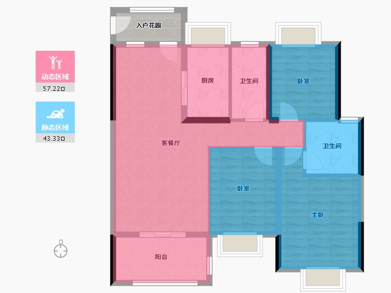 湖北省-黄石市-育才府-94.22-户型库-动静分区