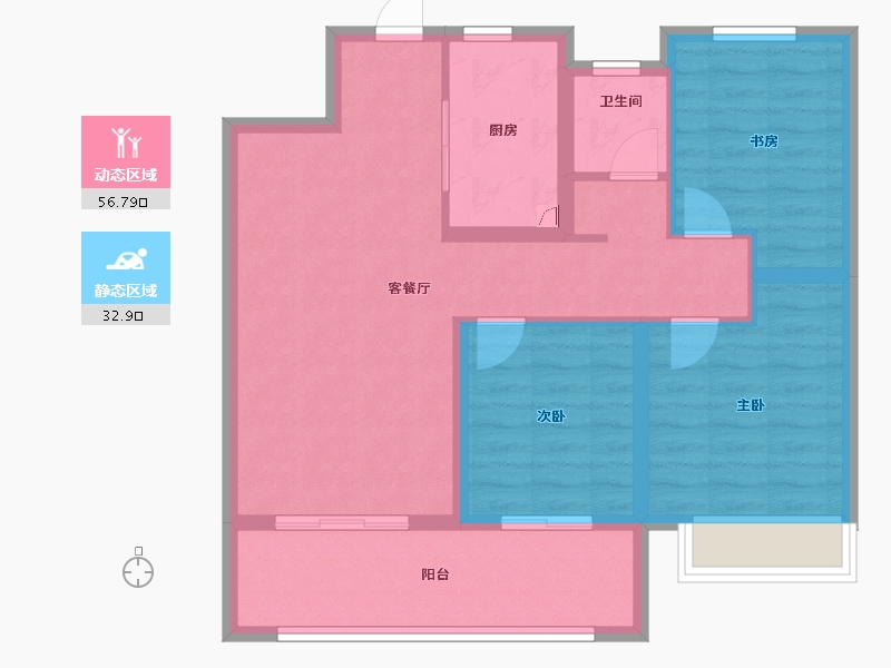 安徽省-阜阳市-海亮观澜学府-80.00-户型库-动静分区