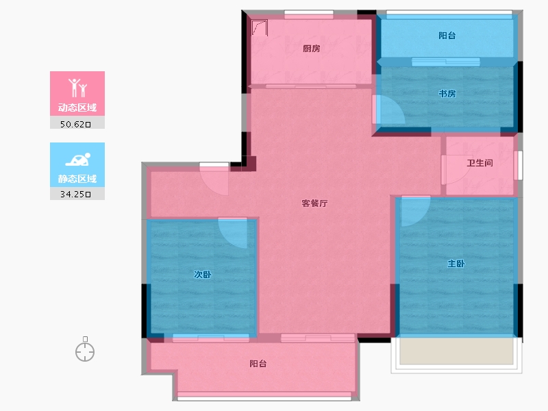 江苏省-苏州市-玖珑台-76.00-户型库-动静分区