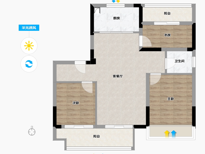 江苏省-苏州市-玖珑台-76.00-户型库-采光通风