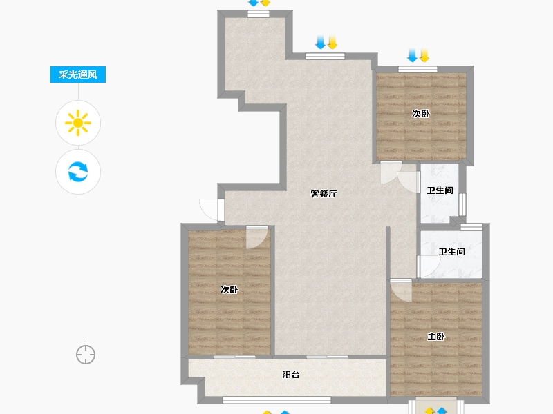 山东省-菏泽市-怡欣花园-120.00-户型库-采光通风