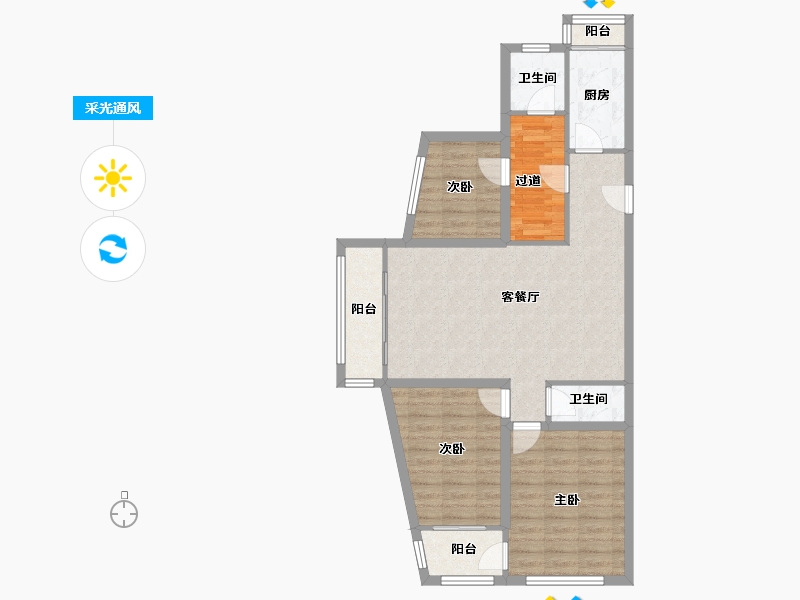 北京-北京市-清岚花园-西区-100.96-户型库-采光通风