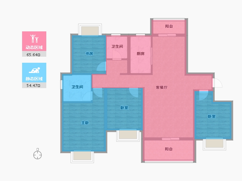 江西省-鹰潭市-华盛·御东方-107.21-户型库-动静分区