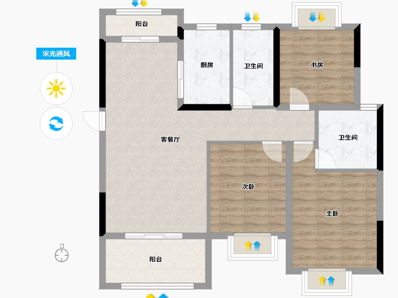 湖北省-黄石市-育才府-92.98-户型库-采光通风