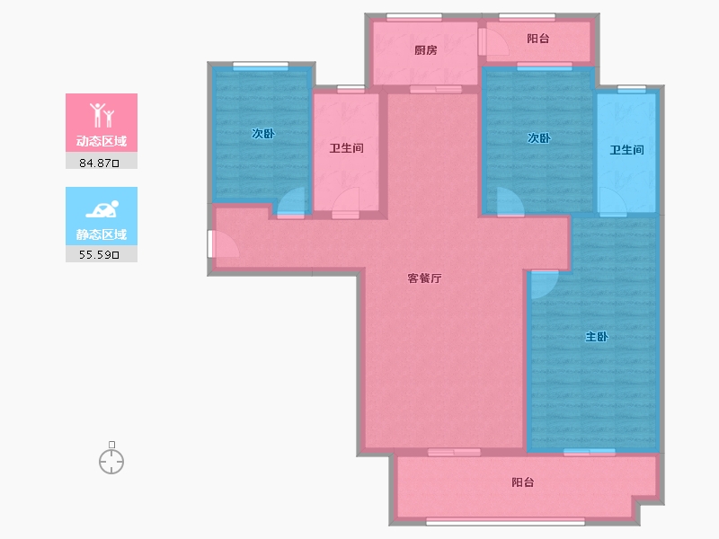 湖北省-黄石市-锦绣·金山-126.46-户型库-动静分区