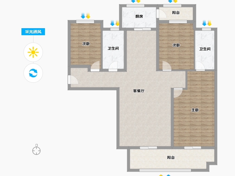 湖北省-黄石市-锦绣·金山-126.46-户型库-采光通风