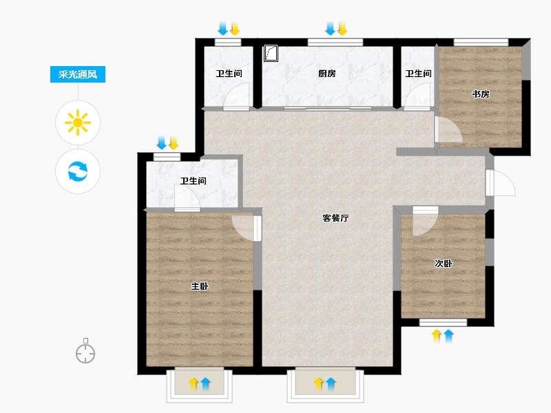 新疆维吾尔自治区-乌鲁木齐市-万科都会传奇三期·望庐-87.44-户型库-采光通风