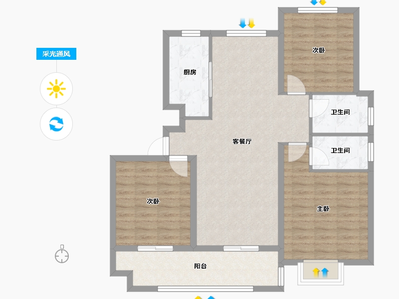 安徽省-芜湖市-远大·幸福里-93.67-户型库-采光通风