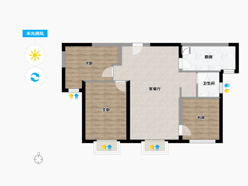 新疆维吾尔自治区-乌鲁木齐市-万科都会传奇三期·望庐-72.40-户型库-采光通风