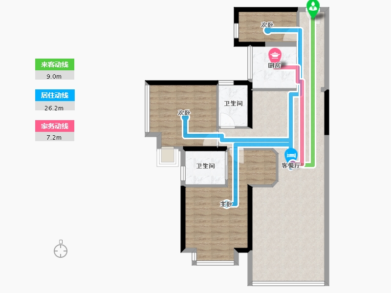 四川省-成都市-南城都汇一期汇翠园B区-19幢-86.71-户型库-动静线