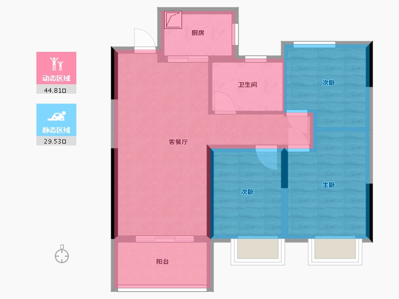 河南省-信阳市-蓝光雍锦府-72.01-户型库-动静分区