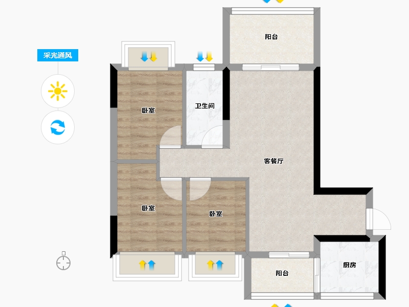 广东省-湛江市-嘉富大厦-63.64-户型库-采光通风