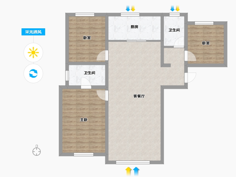 河北省-保定市-城建·紫煜臻城臻园-90.27-户型库-采光通风