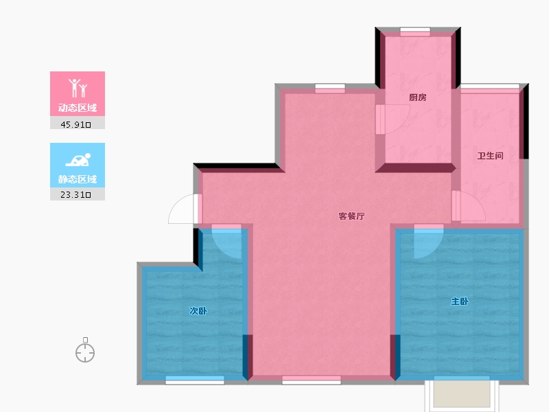 内蒙古自治区-通辽市-万华幸福里-60.93-户型库-动静分区