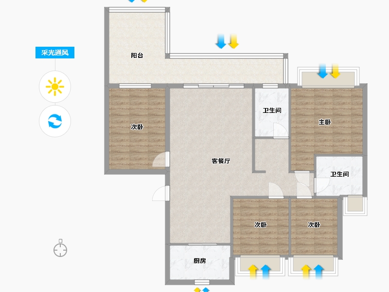 广东省-广州市-越秀·星樾TOD-120.00-户型库-采光通风