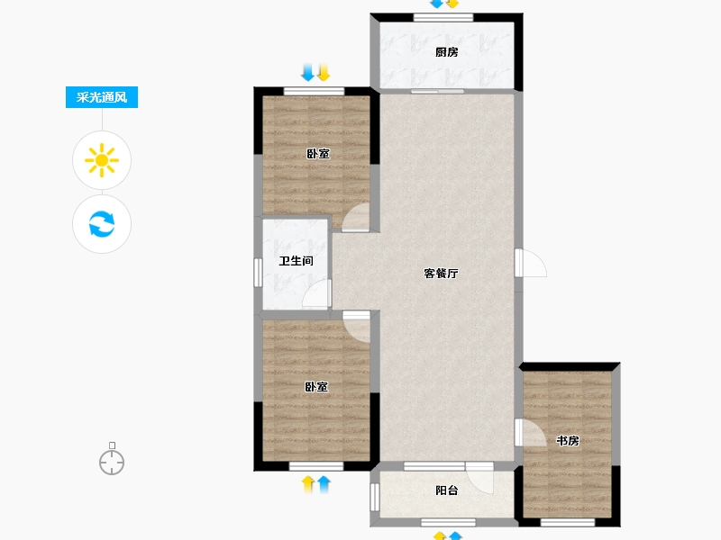 辽宁省-营口市-富甲·甲天下-96.00-户型库-采光通风